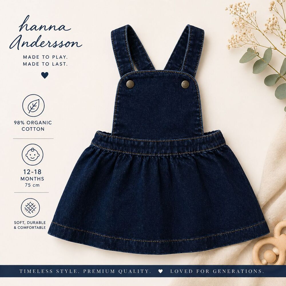 Hanna Andersson Denim Suspender Dress 12-18